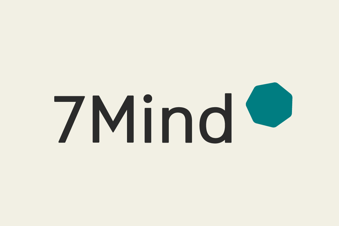7Mind Logo mit türkisem Hexagon-Symbol, Meditationsapp für Achtsamkeit