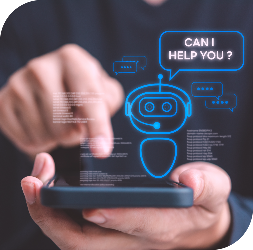Junge Person tippt auf Smartphone; digitale Icons
